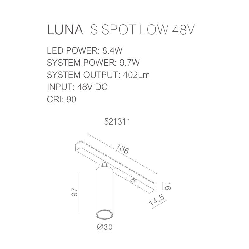 גופי תאורה מקטגוריית: מערכות תאורה מגנטיות LUNA S ,שם המוצר:
